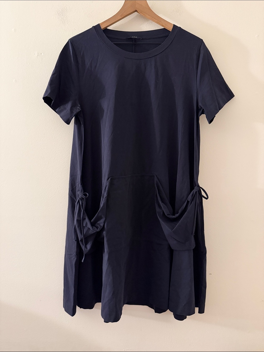 COS A line Jersey Dress with front tie pockets L